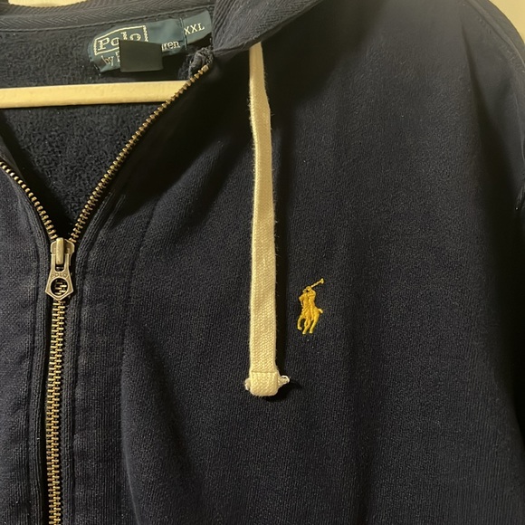 Ralph Lauren Polo XXL Mens Navy full zip fleece jacket with pockets and hood GUC - Picture 3 of 8